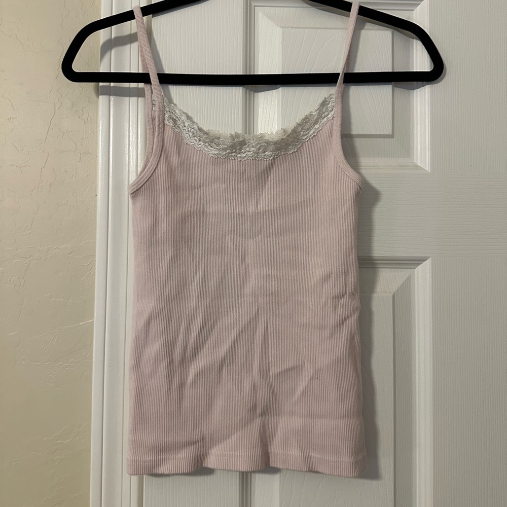 brandy melville lace pink tank top